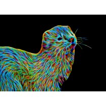 Ferret Neon Art Blank Greeting Card