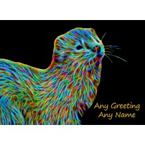 Personalised Ferret Neon Art Greeting Card (Birthday, Christmas, Any Occasion)
