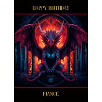 Gothic Fantasy Dragon Birthday Card For Fiance (Design 3)