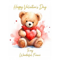 Valentines Day Card for Fiance (Cuddly Bear, Design 3)