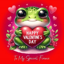Valentines Day Square Card for Fiance (Frog)