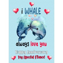 Funny Pun Romantic Anniversary Card for Fiance (Whale)