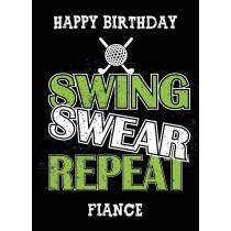 Funny Golf Birthday Card for Fiance (Design 1)