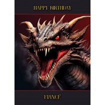 Gothic Fantasy Dragon Birthday Card For Fiance (Design 2)