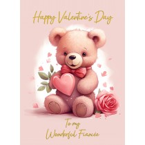 Valentines Day Card for Fiancee (Cuddly Bear, Design 4)