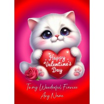 Personalised Valentines Day Card for Fiancee (Cat Kitten)