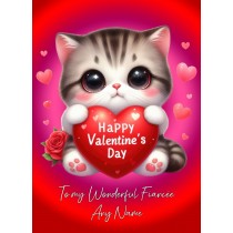 Personalised Valentines Day Card for Fiancee (Cat)