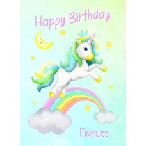Birthday Card For Fiancee (Unicorn, Green)