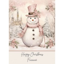 Snowman Art Christmas Card For Fiancee (Design 2)