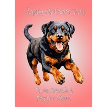 Rottweiler Dog Mothers Day Card For Foster Mum