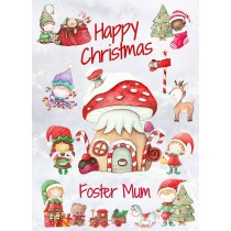 Christmas Card For Foster Mum (Elf, White)