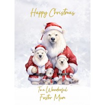 Christmas Card For Foster Mum (Polar Bear Family Art)