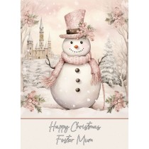 Snowman Art Christmas Card For Foster Mum (Design 2)