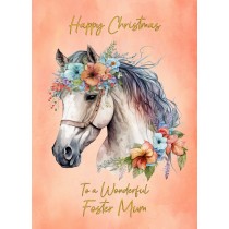 Horse Art Christmas Card For Foster Mum (Design 2)