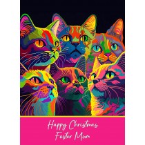 Christmas Card For Foster Mum (Colourful Cat Art)