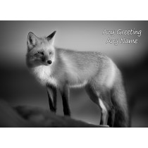 Personalised Fox Black and White Greeting Card (Birthday, Christmas, Any Occasion)