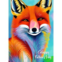 Fox Animal Colourful Abstract Art Fathers Day Card
