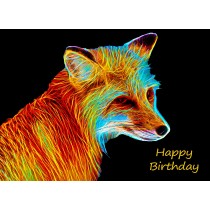 Fox Neon Art Birthday Card