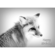 Fox Black and White Art Birthday Card