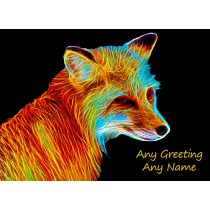 Personalised Fox Neon Art Greeting Card (Birthday, Christmas, Any Occasion)