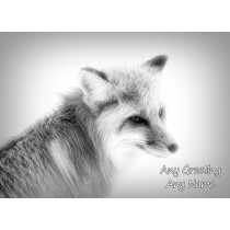Personalised Fox Black and White Art Greeting Card (Birthday, Christmas, Any Occasion)