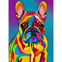 French Bulldog Dog Colourful Abstract Art Blank Greeting Card