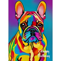 French Bulldog Dog Colourful Abstract Art Birthday Card