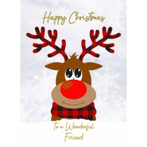 Christmas Card For Friend (Reindeer Cartoon)