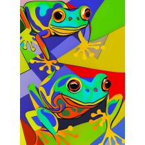 Frog Animal Colourful Abstract Art Blank Greeting Card