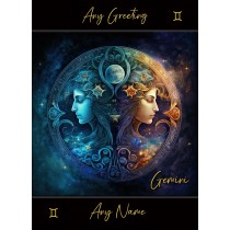 Personalised Fantasy Horoscope Greeting Card (Gemini)