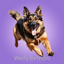 German Shepherd Dog Birthday Square Card (Running Art)
