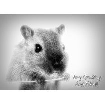 Personalised Gerbil Black and White Art Greeting Card (Birthday, Christmas, Any Occasion)