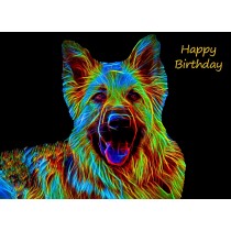German Shepherd Neon Art Birthday Card
