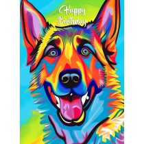 German Shepherd Dog Colourful Abstract Art Birthday Card