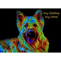 Personalised German Shepherd Neon Art Greeting Card (Birthday, Christmas, Any Occasion)