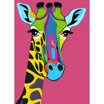 Giraffe Animal Colourful Abstract Art Blank Greeting Card