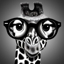 Giraffe Funny Black and White Art Blank Card (Spexy Beast)