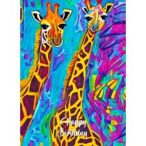 Giraffe Animal Colourful Abstract Art Birthday Card