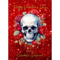 Valentines Day Card for Girlfriend (Fantasy Skull, Design 1)