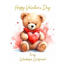 Valentines Day Card for Girlfriend (Cuddly Bear, Design 3)