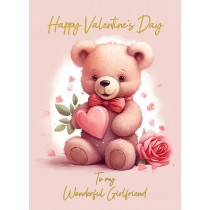 Valentines Day Card for Girlfriend (Cuddly Bear, Design 4)