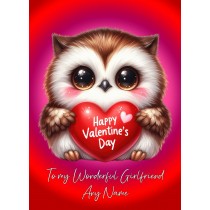 Personalised Valentines Day Card for Girlfriend (Owl)