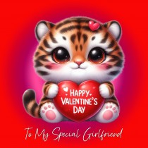 Valentines Day Square Card for Girlfriend (Tiger)