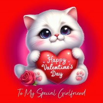 Valentines Day Square Card for Girlfriend (Cat Kitten)