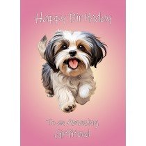 Shih Tzu Dog Birthday Card For Girlfriend