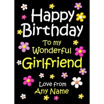 Personalised Girlfriend Birthday Card (Black)