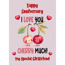 Funny Pun Romantic Anniversary Card for Girlfriend (Cherry Much)