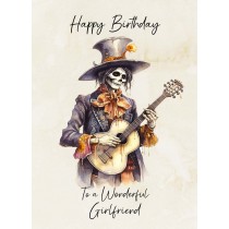 Victorian Musical Skeleton Birthday Card For Girlfriend (Design 1)