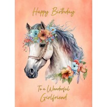 Horse Art Birthday Card For Girlfriend (Design 2)