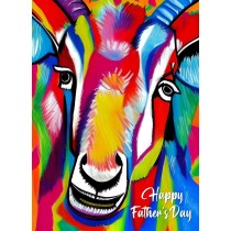 Goat Animal Colourful Abstract Art Fathers Day Card